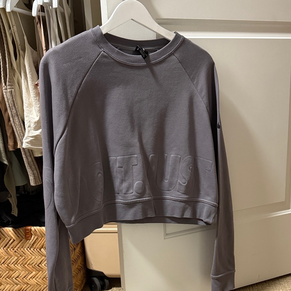 Nike Women's Charcoal Cropped Sweatshirt